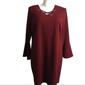 Harper & Rose burgundy waffle knit bell sleeve dress. Sz 2X